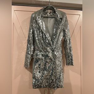 Silver Sequin Blazer Dress